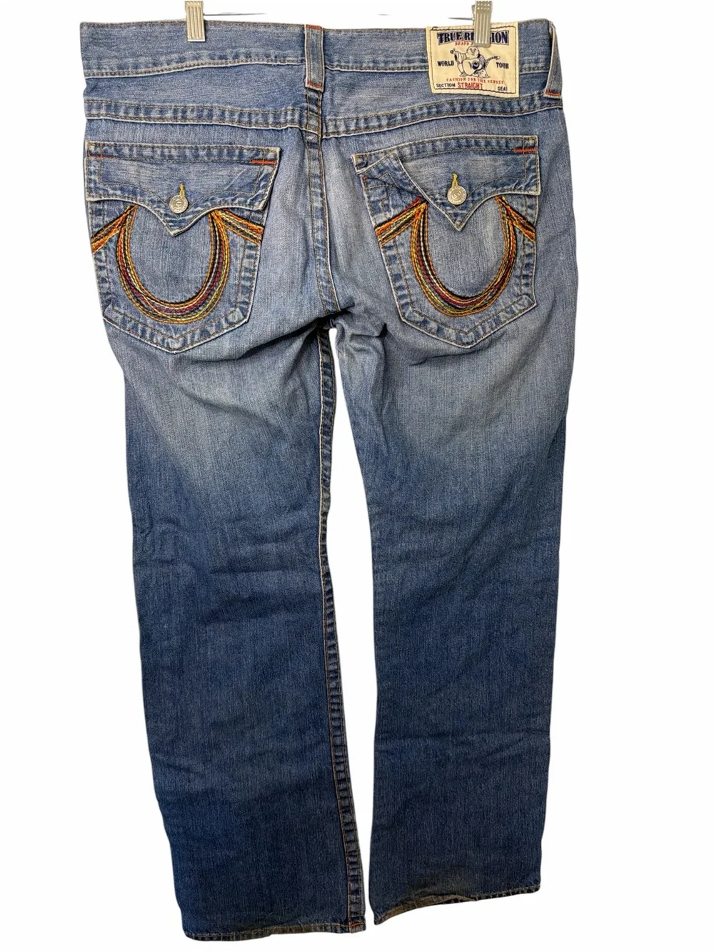 True Religion Jeans Mens Blue Dark Wash Rainbow Billy Straight Leg